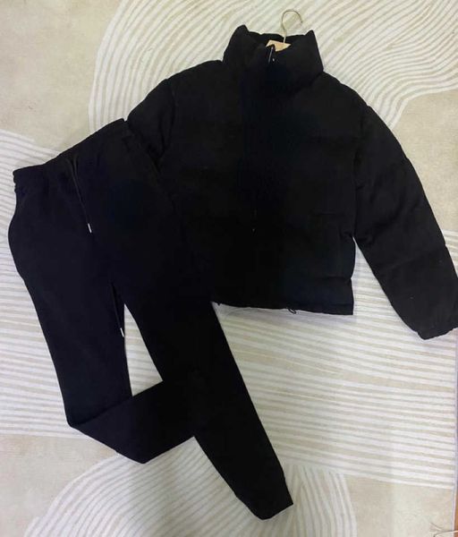 women's two piece pants 22 autumn and winter new triangle filling full thickened warm stand collar cotton coat and two piece pants, White
women's two piece pants 22 autumn and winter new triangle filling full thickened warm stand collar cotton coat and two piece pants, White