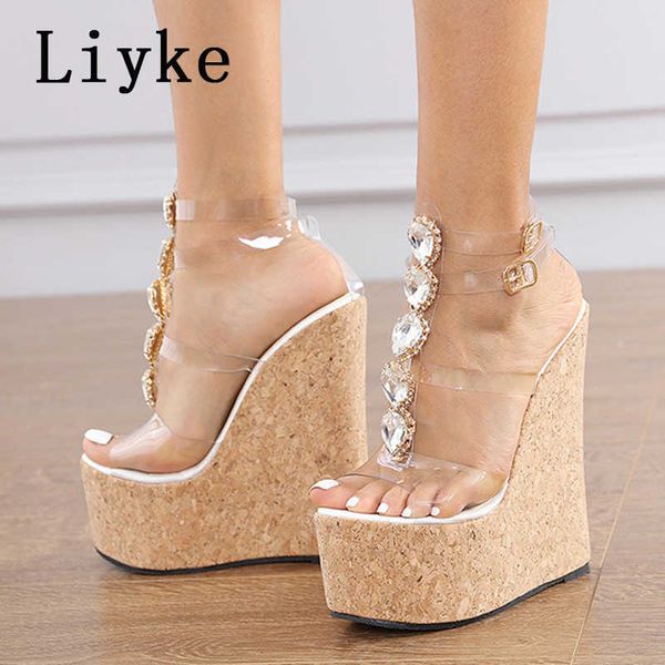sandals liyke size 35-42 white transparent sandals for women summer fashion open toe buckle strap platform wedge heels rhinestone shoes t221, Black
sandals liyke size 35-42 white transparent sandals for women summer fashion open toe buckle strap platform wedge heels rhinestone shoes t221, Black