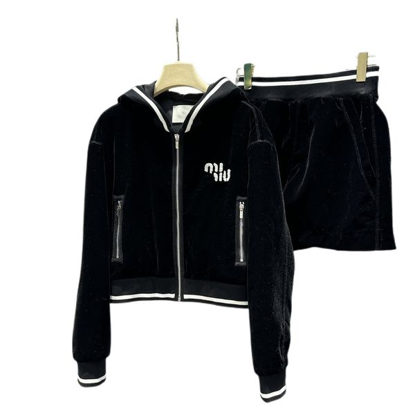 hooded short zip jacket with small shorts embroidered with three-dimensional embroidery letters cute girl functional style suit, White
hooded short zip jacket with small shorts embroidered with three-dimensional embroidery letters cute girl functional style suit, White