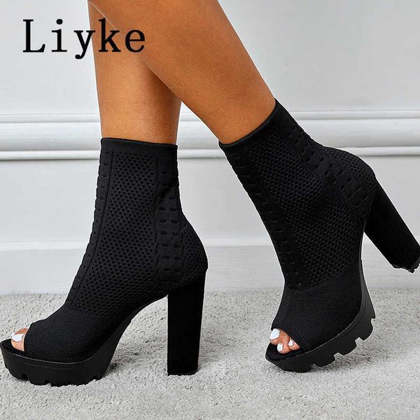 sandals liyke fashion square high heels knitted stretch fabric ankle socks boots femme peep toe slip-on platform shoes for women casual t221, Black
sandals liyke fashion square high heels knitted stretch fabric ankle socks boots femme peep toe slip-on platform shoes for women casual t221, Black