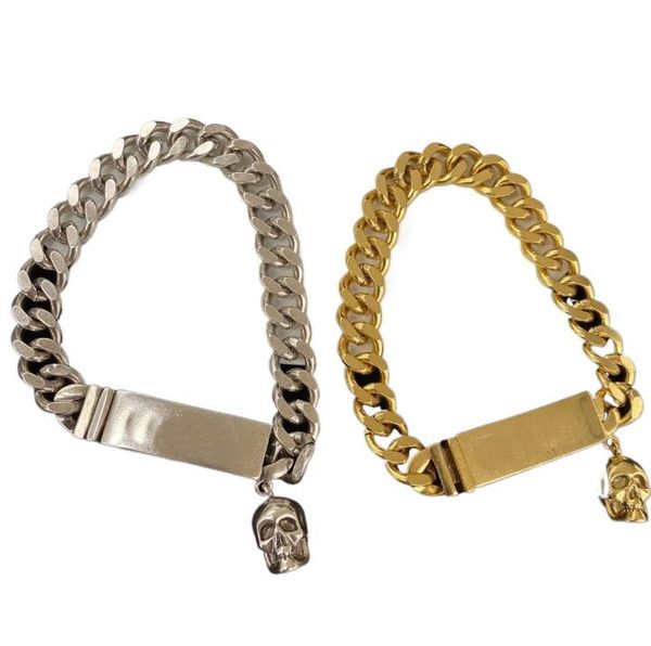 gold/white letter logo bracelet skull head pendant bangle for men women couple party anti allergy charm bracelets mb2 --03 punk jewelry gift, Golden;silver
gold/white letter logo bracelet skull head pendant bangle for men women couple party anti allergy charm bracelets mb2 --03 punk jewelry gift, Golden;silver