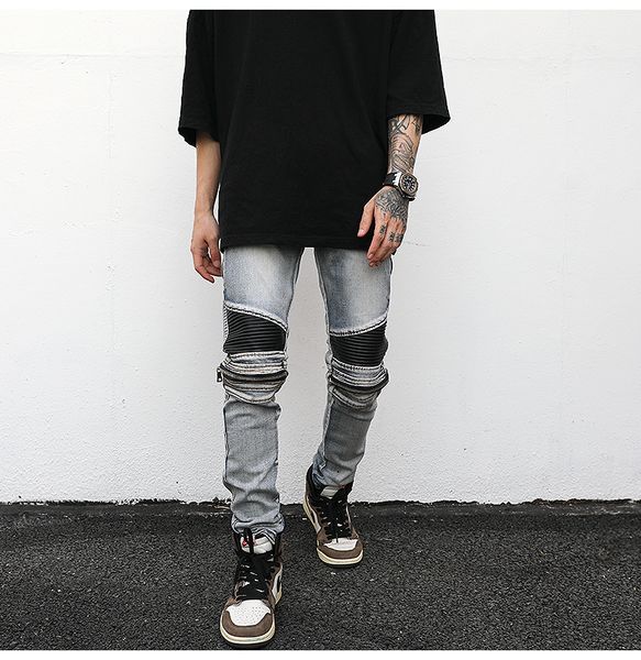 pants high street heavy washed patchwork leather skinny vintage hip hop zipper slim fit jeans, Black;brown
pants high street heavy washed patchwork leather skinny vintage hip hop zipper slim fit jeans, Black;brown