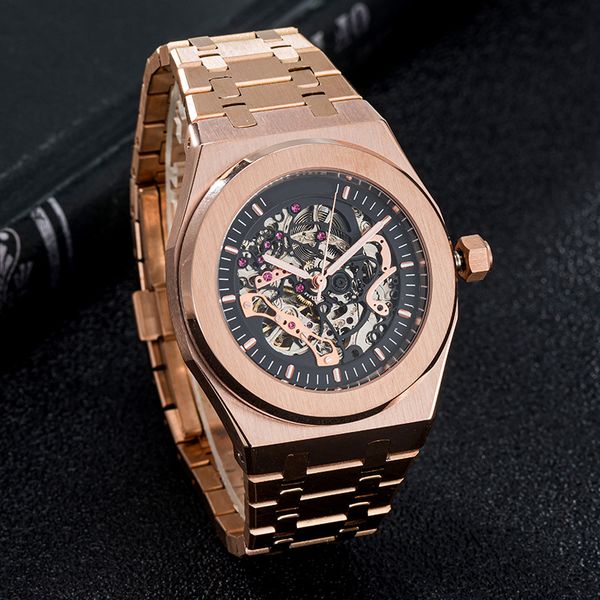 men's automatic mechanical hollow watch style 42mm stainless steel sapphire luminous fashion, Slivery;brown
men's automatic mechanical hollow watch style 42mm stainless steel sapphire luminous fashion, Slivery;brown