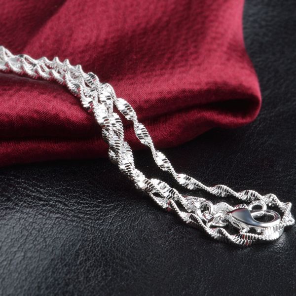 925 sterling silver plated jewelry wholesale 2mm double water wave chain european and american style pendant with chain short collarbone nec
925 sterling silver plated jewelry wholesale 2mm double water wave chain european and american style pendant with chain short collarbone nec