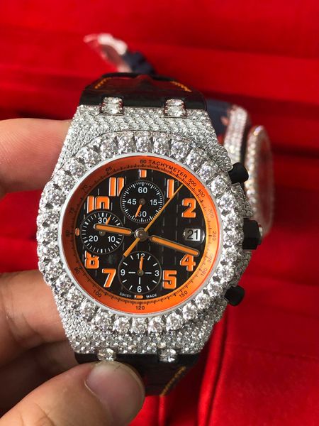 new moissanite watches silver diamonds mens watch eta movement mechanical men luxury full iced out watches with chronograph works, Slivery;brown
new moissanite watches silver diamonds mens watch eta movement mechanical men luxury full iced out watches with chronograph works, Slivery;brown