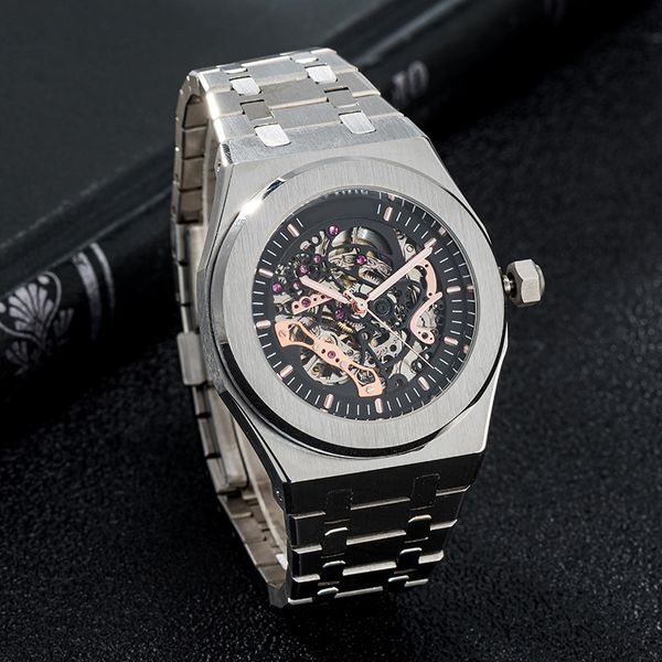men's watch automatic mechanical hollow watch style 42mm stainless steel sapphire luminous, Slivery;brown
men's watch automatic mechanical hollow watch style 42mm stainless steel sapphire luminous, Slivery;brown