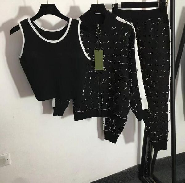 three-piece womens designer tracksuits two piece women sets fashion g letter print cardigan jacket casual trousers and suspender suit, Gray
three-piece womens designer tracksuits two piece women sets fashion g letter print cardigan jacket casual trousers and suspender suit, Gray