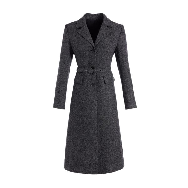 women's outerwear & coatsnew style suit collar belt imported woollen overcoat, Black;brown