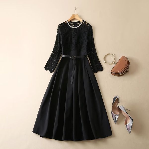 stars' same black dress for women in spring and summer new slim long sleeve temperament french lace annual meeting dress, Black;pink
stars' same black dress for women in spring and summer new slim long sleeve temperament french lace annual meeting dress, Black;pink