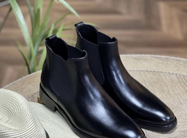 2022 handmade mens boot genuine leather high british style vintage short booties chelse boot, Black
2022 handmade mens boot genuine leather high british style vintage short booties chelse boot, Black