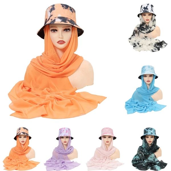 bubble chiffon women fisherman hat wide brim summer anti-uv bucket hat beach sun cap with scarf shawls head wrap hijab headscarf, Blue;gray
bubble chiffon women fisherman hat wide brim summer anti-uv bucket hat beach sun cap with scarf shawls head wrap hijab headscarf, Blue;gray