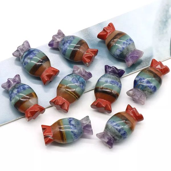 7 chakra candy handmade craft ormanet natural colorful stone candy shape carving decoration small gift, Black
7 chakra candy handmade craft ormanet natural colorful stone candy shape carving decoration small gift, Black