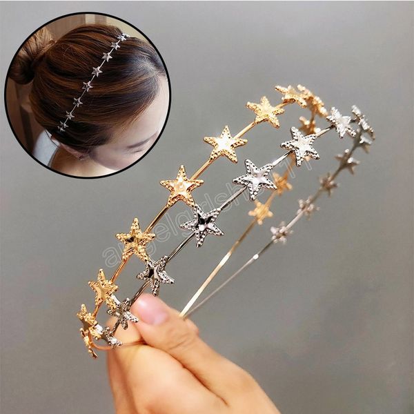 fashion women gold silver metal pentagram star hairbands geometric thin headbands elegant headdress star shape headband, Slivery;white
fashion women gold silver metal pentagram star hairbands geometric thin headbands elegant headdress star shape headband, Slivery;white