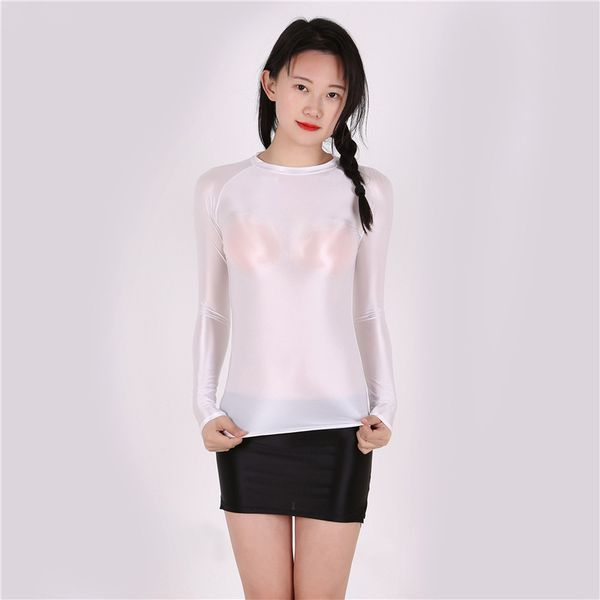 women's t-shirt shiny long sleeves glossy suit casual leotards compression garmen fashion shirt tight candy color, White
women's t-shirt shiny long sleeves glossy suit casual leotards compression garmen fashion shirt tight candy color, White