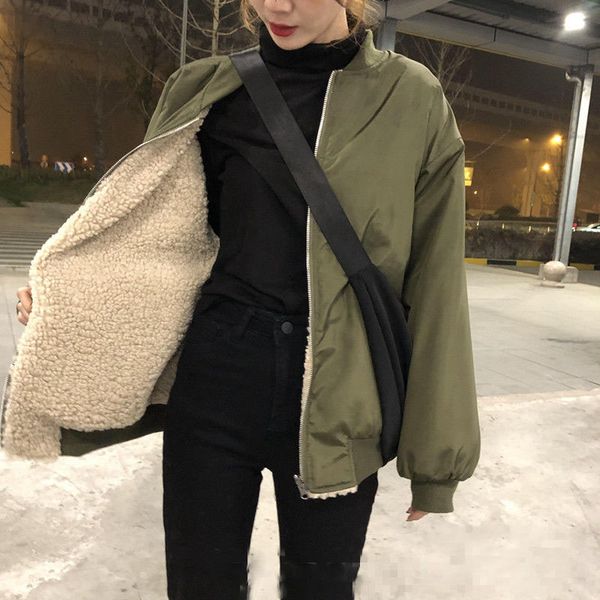 qnpqyx street double-side design lamb jacket women parkas korean new fashion warm lamb wool coat autumn winter thicken casual outwear, Black
qnpqyx street double-side design lamb jacket women parkas korean new fashion warm lamb wool coat autumn winter thicken casual outwear, Black