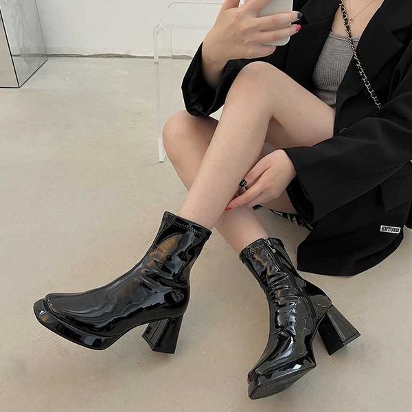 boots black personality square head high heel short boots for women in autumn and winter 2022
boots black personality square head high heel short boots for women in autumn and winter 2022