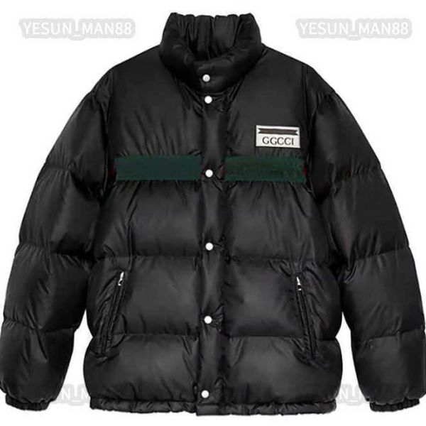 g designer winter mens and womens down jacket cotton red and blue ribbon printing thickened warm puffer jacket fashion stand collar parka, Black
g designer winter mens and womens down jacket cotton red and blue ribbon printing thickened warm puffer jacket fashion stand collar parka, Black