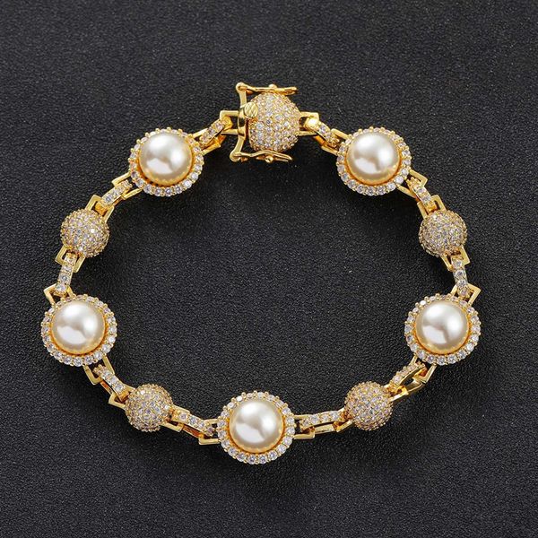 7/8inch trendy hiphop jewelry white yellow gold plated bling cz pearl bracelet for men women link bracelets, Black
7/8inch trendy hiphop jewelry white yellow gold plated bling cz pearl bracelet for men women link bracelets, Black