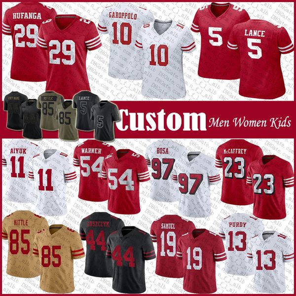 19 deebo samuel 85 george kittle custom football jersey 97 nick bosa 54 fred warner brandon aiyuk talanoa hufanga kyle juszczyk brock purdy, Black;red
19 deebo samuel 85 george kittle custom football jersey 97 nick bosa 54 fred warner brandon aiyuk talanoa hufanga kyle juszczyk brock purdy, Black;red