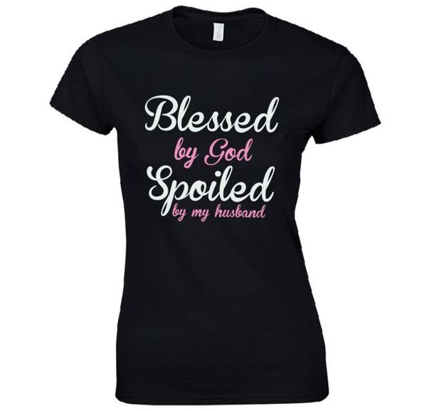fashionblessed by god spoiled by my husband ladies fitted tshirt funny wife joke 829065, White
fashionblessed by god spoiled by my husband ladies fitted tshirt funny wife joke 829065, White