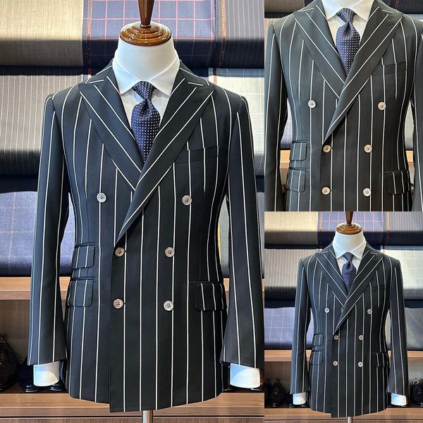 one piece wedding tuxedos men suits pinstripe peaked modern formal slim double breasted customized fit notched lapel slim three outer pocket, Black;gray
one piece wedding tuxedos men suits pinstripe peaked modern formal slim double breasted customized fit notched lapel slim three outer pocket, Black;gray