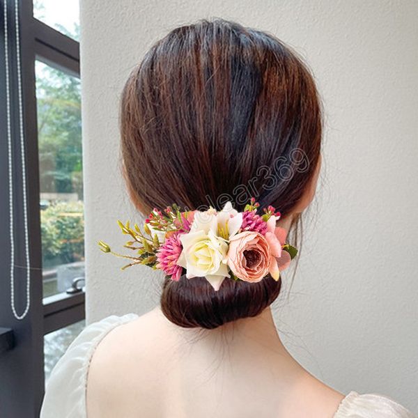 simulation pink rose flower hair comb peony floral hair clip bridal headdress beach wedding hairclips fabric handmade headwear, Slivery;white
simulation pink rose flower hair comb peony floral hair clip bridal headdress beach wedding hairclips fabric handmade headwear, Slivery;white