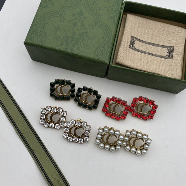 4colors women double g designers stud red green white diamond brand earrings gold plated luxury studs flower design women jewelry gift, Golden;silver
4colors women double g designers stud red green white diamond brand earrings gold plated luxury studs flower design women jewelry gift, Golden;silver