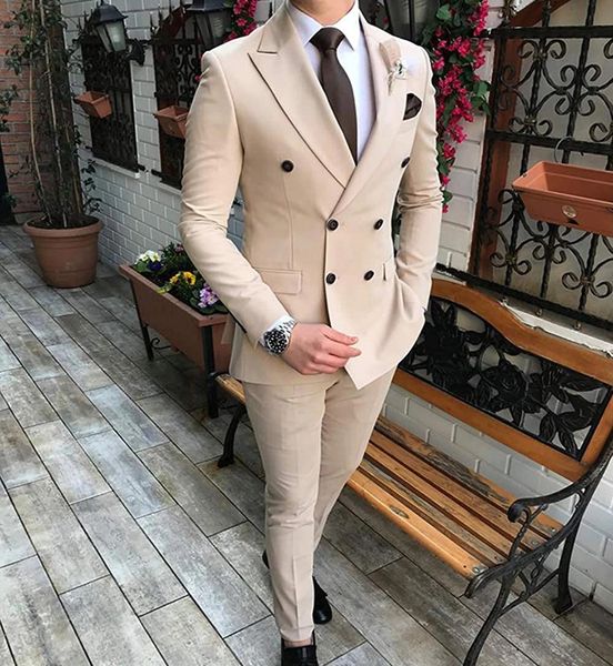 new beige men's suit 2 pieces double-breasted notch lapel flat slim fit casual tuxedos for wedding blazer pants, Black;gray
new beige men's suit 2 pieces double-breasted notch lapel flat slim fit casual tuxedos for wedding blazer pants, Black;gray