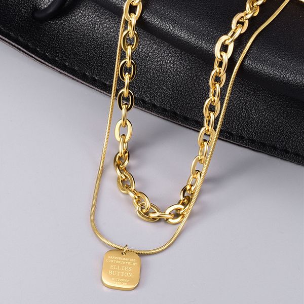 punk double chain 316l titanium steel designer necklace woman 18k gold plated square pendant choker womens chains necklaces fashion hip hop, Silver
punk double chain 316l titanium steel designer necklace woman 18k gold plated square pendant choker womens chains necklaces fashion hip hop, Silver