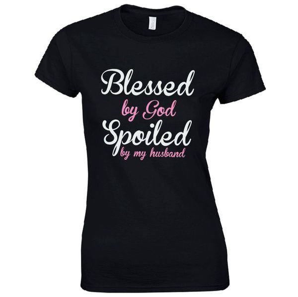 fashionblessed by god spoiled by my husband ladies fitted tshirt funny wife joke 441460, White
fashionblessed by god spoiled by my husband ladies fitted tshirt funny wife joke 441460, White