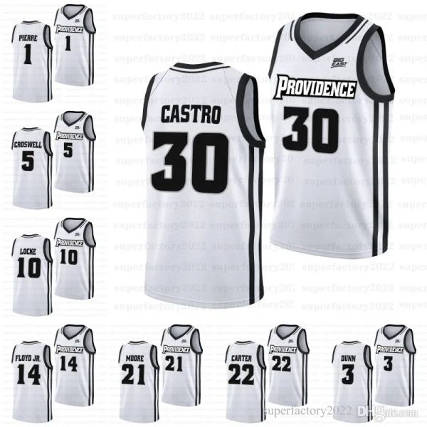 Image of CUSTOM College Basketball Wears Providence Friars 2022-23 College Basketball Home JerseyRafael Castro Bryce Hopkins Devin Carter Clifton Moo