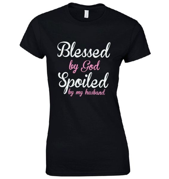 fashionblessed by god spoiled by my husband ladies fitted tshirt funny wife joke 953567, White
fashionblessed by god spoiled by my husband ladies fitted tshirt funny wife joke 953567, White