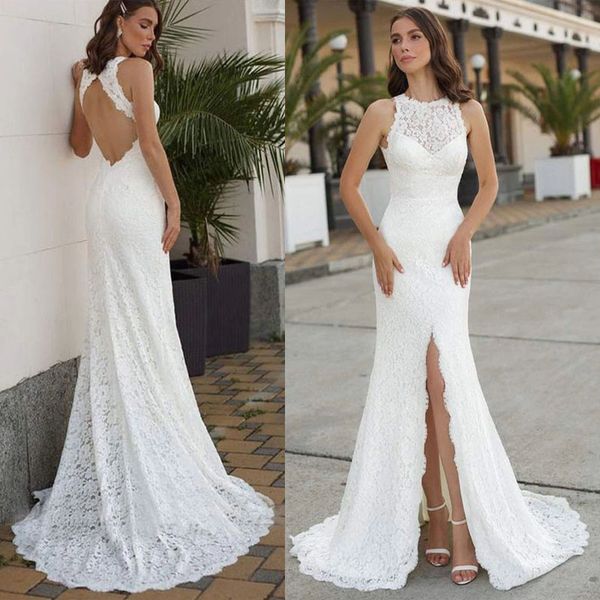 elegant full lace applique halter mermaid wedding dress 2022 custom front slit backless bridal dress, White
elegant full lace applique halter mermaid wedding dress 2022 custom front slit backless bridal dress, White