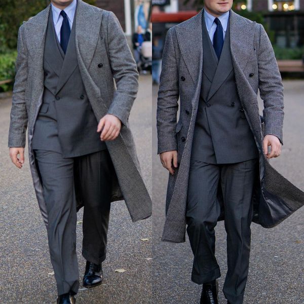 one piece wedding tuxedos long coat glen plaid modern formal slim double breasted customized fit notched lapel three outer pockets business, Black;gray
one piece wedding tuxedos long coat glen plaid modern formal slim double breasted customized fit notched lapel three outer pockets business, Black;gray