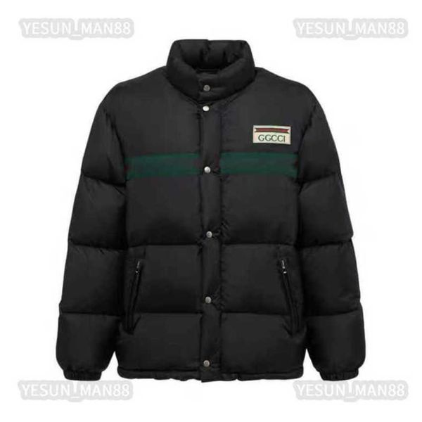 g designer winter mens womens down cotton red blue ribbon printing thickened warm puffer jacket fashion stand collar parkas, Black
g designer winter mens womens down cotton red blue ribbon printing thickened warm puffer jacket fashion stand collar parkas, Black
