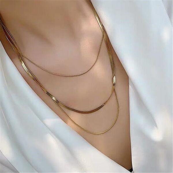 three layers 18k gold designer choker chain necklace woman 316l titanium steel short womens necklaces chains chokers link chains fashion hip, Silver
three layers 18k gold designer choker chain necklace woman 316l titanium steel short womens necklaces chains chokers link chains fashion hip, Silver