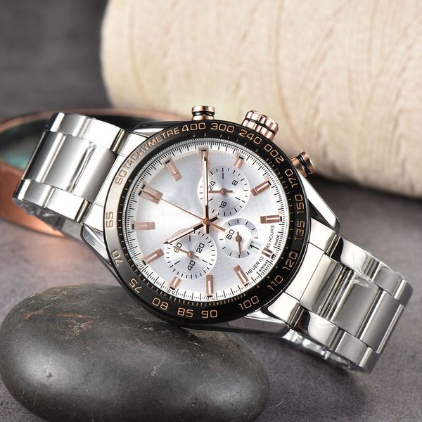 men's luxury quartz watch business leisure fashion multi-function calendar luminous steel strap watches, Slivery;brown 
men's luxury quartz watch business leisure fashion multi-function calendar luminous steel strap watches, Slivery;brown