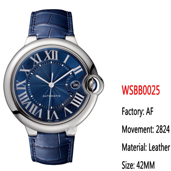 af 42mm a2824 automatic mechanical mens watch roman blue texture dial sapphire stainless case calfskin leather strap super version eternity, Slivery;brown
af 42mm a2824 automatic mechanical mens watch roman blue texture dial sapphire stainless case calfskin leather strap super version eternity, Slivery;brown