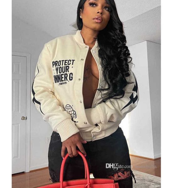 fashion womens coat 2022 spring and winter new letter printing casual jacket stand collar bomber clothes, Black;brown
fashion womens coat 2022 spring and winter new letter printing casual jacket stand collar bomber clothes, Black;brown