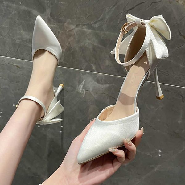 dress shoes white elegant bowknot thin heels pumps women pointed toe ankle strap wedding party woman silk super high bride 221213, Black
dress shoes white elegant bowknot thin heels pumps women pointed toe ankle strap wedding party woman silk super high bride 221213, Black