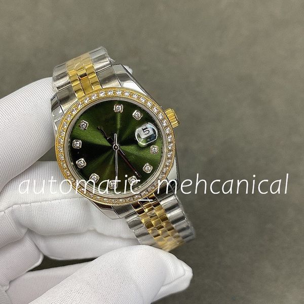 luxury womens watch 31mm green dial datejust diamond bezel automatic mechanical movement two tone 18k gold stainless steel strap lady fashio, Slivery;brown
luxury womens watch 31mm green dial datejust diamond bezel automatic mechanical movement two tone 18k gold stainless steel strap lady fashio, Slivery;brown