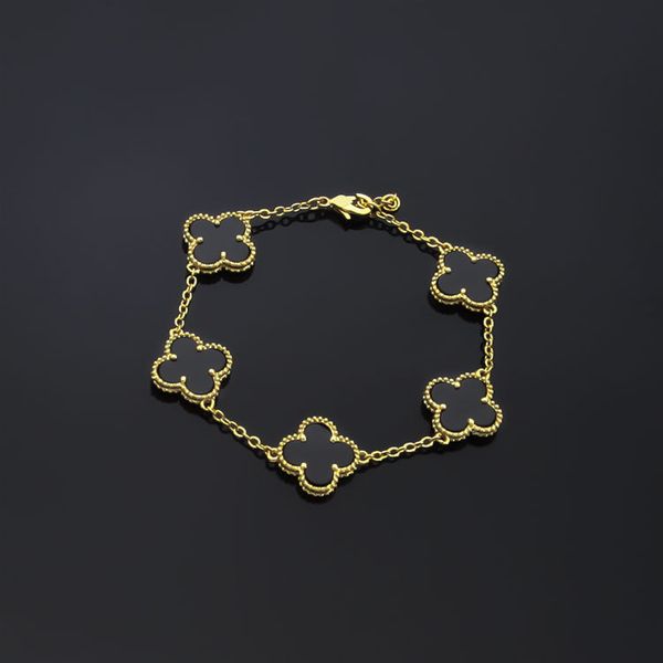 fashion womens luxury designer chain bracelet four-leaf clover bracelets 18k gold bracelets for womens, Black
fashion womens luxury designer chain bracelet four-leaf clover bracelets 18k gold bracelets for womens, Black
