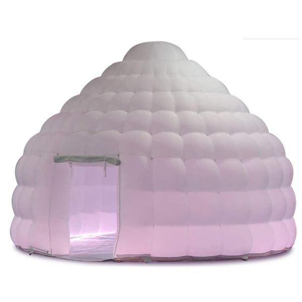 exquisite 4mdiax3.16mh white inflatable dome igloo tent with led light luxury air house for fair event advertising