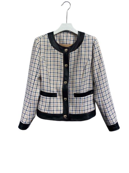 women's outerwear & coatsround neck plaid long sleeve fashion piece, Black;brown