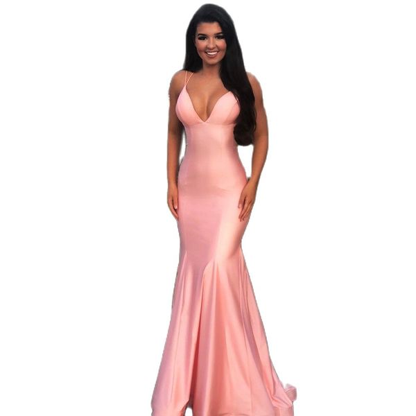 simple v-neck mermaid evening dresses 2023 spaghetti strap backless floor length long satin formal party gowns robe de soire, Black;red
simple v-neck mermaid evening dresses 2023 spaghetti strap backless floor length long satin formal party gowns robe de soire, Black;red