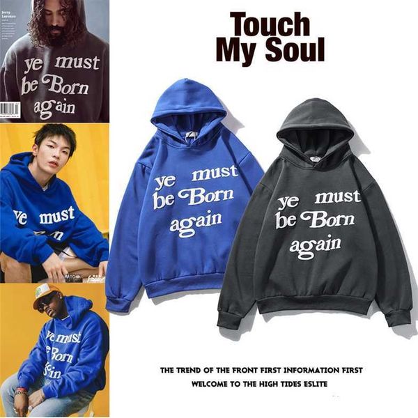 cpfms trend hoodies must born again letter foam printing men's women's sweater fashion, Black
cpfms trend hoodies must born again letter foam printing men's women's sweater fashion, Black