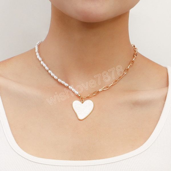 korean chic gold color chain necklace simple casual white heart pendant necklace fashion women choker party wedding jewelry, Silver
korean chic gold color chain necklace simple casual white heart pendant necklace fashion women choker party wedding jewelry, Silver