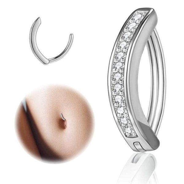 rhinestones piercing perforated minimalist pierced belly button ring anti-allergy coppe body piercing umbilical, Silver
rhinestones piercing perforated minimalist pierced belly button ring anti-allergy coppe body piercing umbilical, Silver