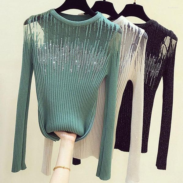 women's sweaters 2022 fashion diamonds thin knitted sweater female hollow out women autumn bright wire pullover woman clothes, White;black
women's sweaters 2022 fashion diamonds thin knitted sweater female hollow out women autumn bright wire pullover woman clothes, White;black