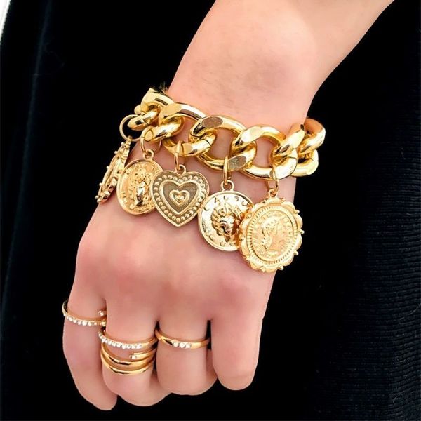 bangle bracelet link chains fashion jewelry simple wide hollow chain retro coin queen head bracelets personality relief jewelry, Black
bangle bracelet link chains fashion jewelry simple wide hollow chain retro coin queen head bracelets personality relief jewelry, Black